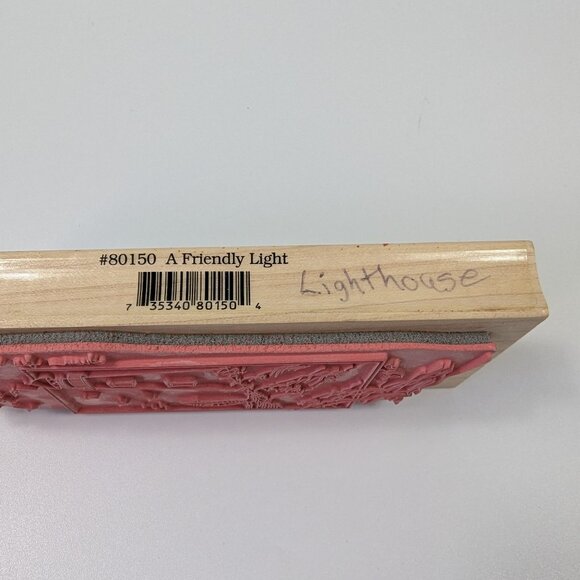 Stamps Happen From Far Away A Friendly Light Lighthouse Wood Mount Rubber Stamp - Picture 4 of 4